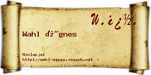 Wahl Ágnes névjegykártya