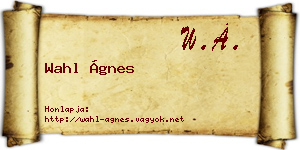 Wahl Ágnes névjegykártya